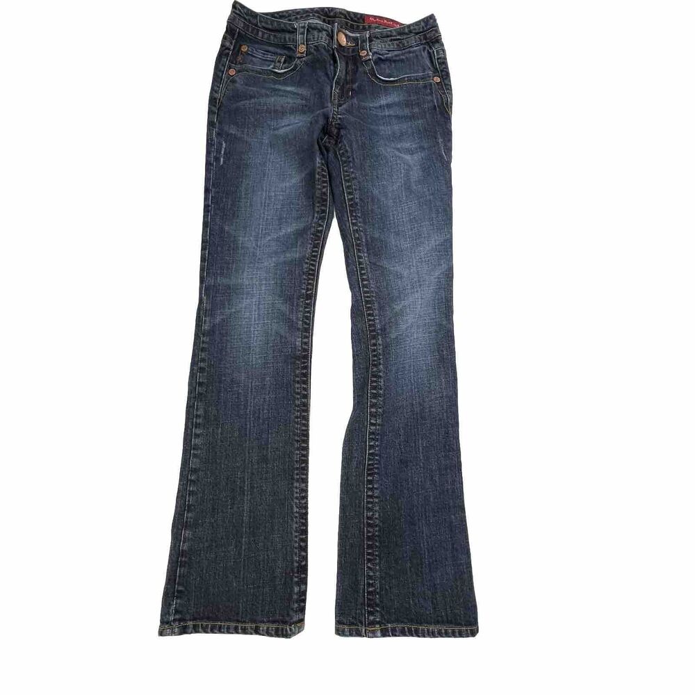 Seven 7 Womens Regular Boot Cut Blue Denim Jeans Low Rise W 31